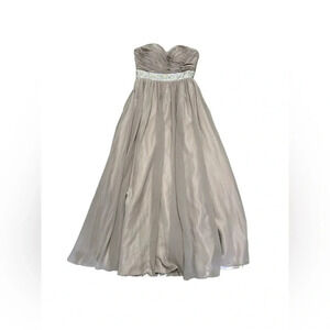 J&J USA brown formal strapless a line prom dress